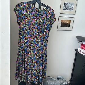Multicolor Size 10 Geometric Pattern Dress